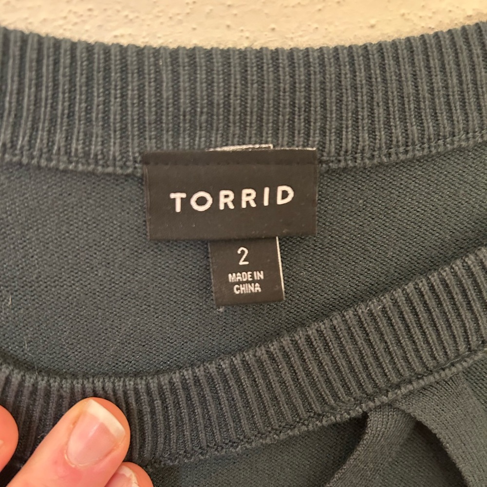 Torrid Green Lattice Long Sleeve Top - Picture 2 of 4